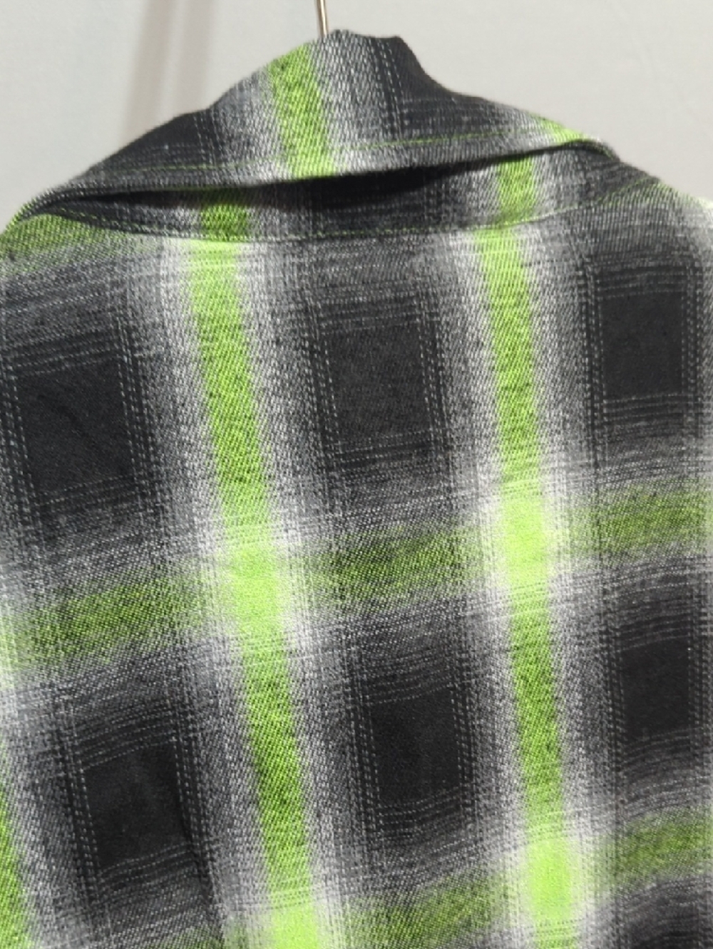Fantaslook Plaid Button-Up Shirt in Black and Lime Green - Picture 7 of 7